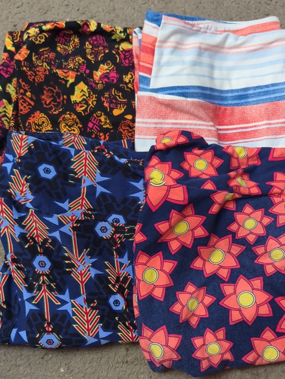 Bright Floral and Geometric Bundle Of 4 Lularoe Leggings